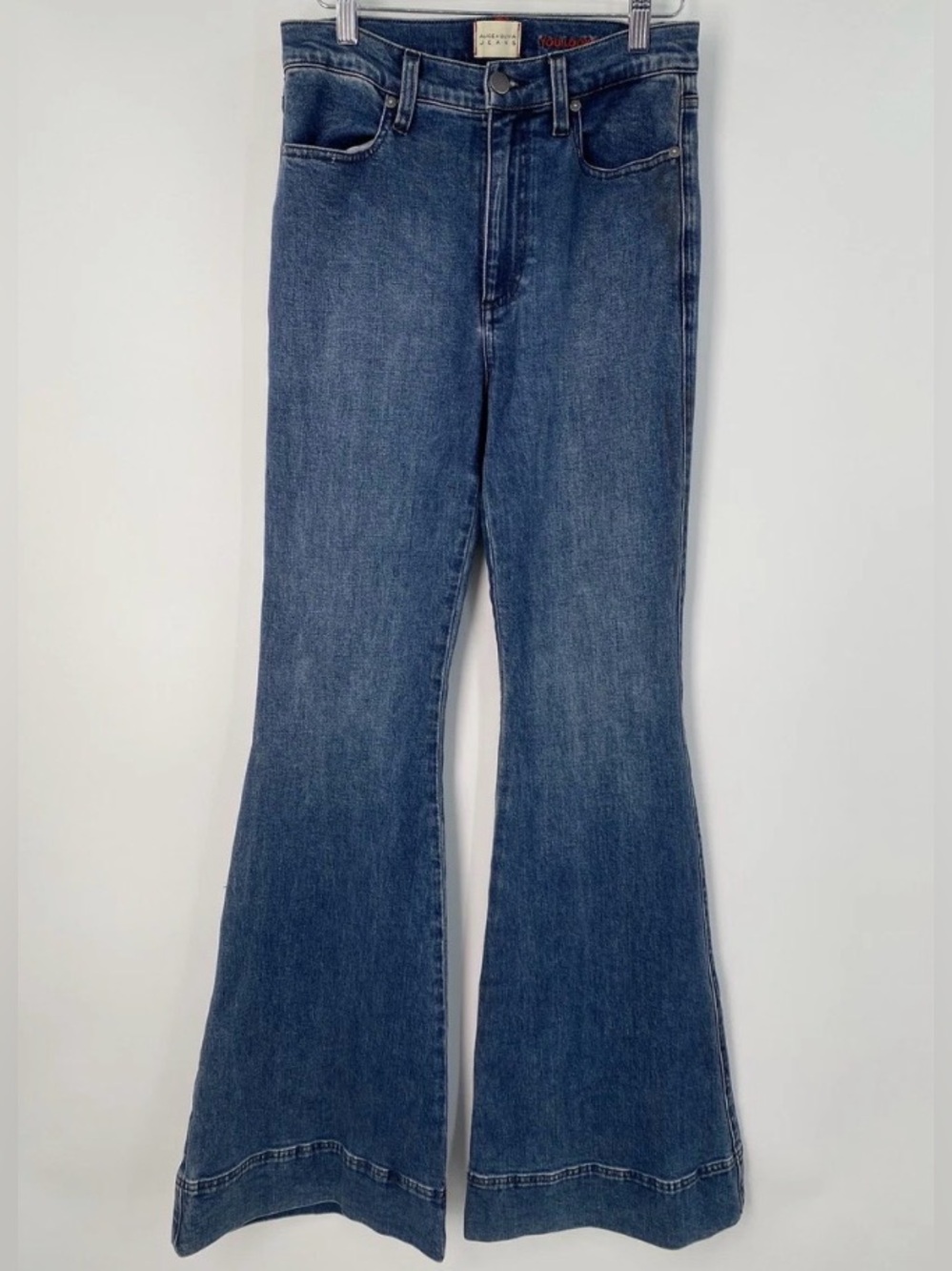 Alice + Olivia Love Train Blue Size 27 Beautiful High Rise Flare Jeans